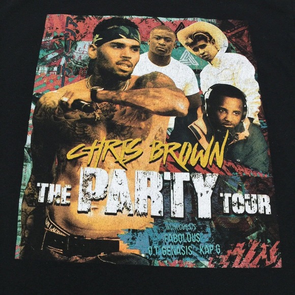 2017 Chris Brown The Party Tour Short Sleeve Graphic T-Shirt Medium Black M - Picture 3 of 7